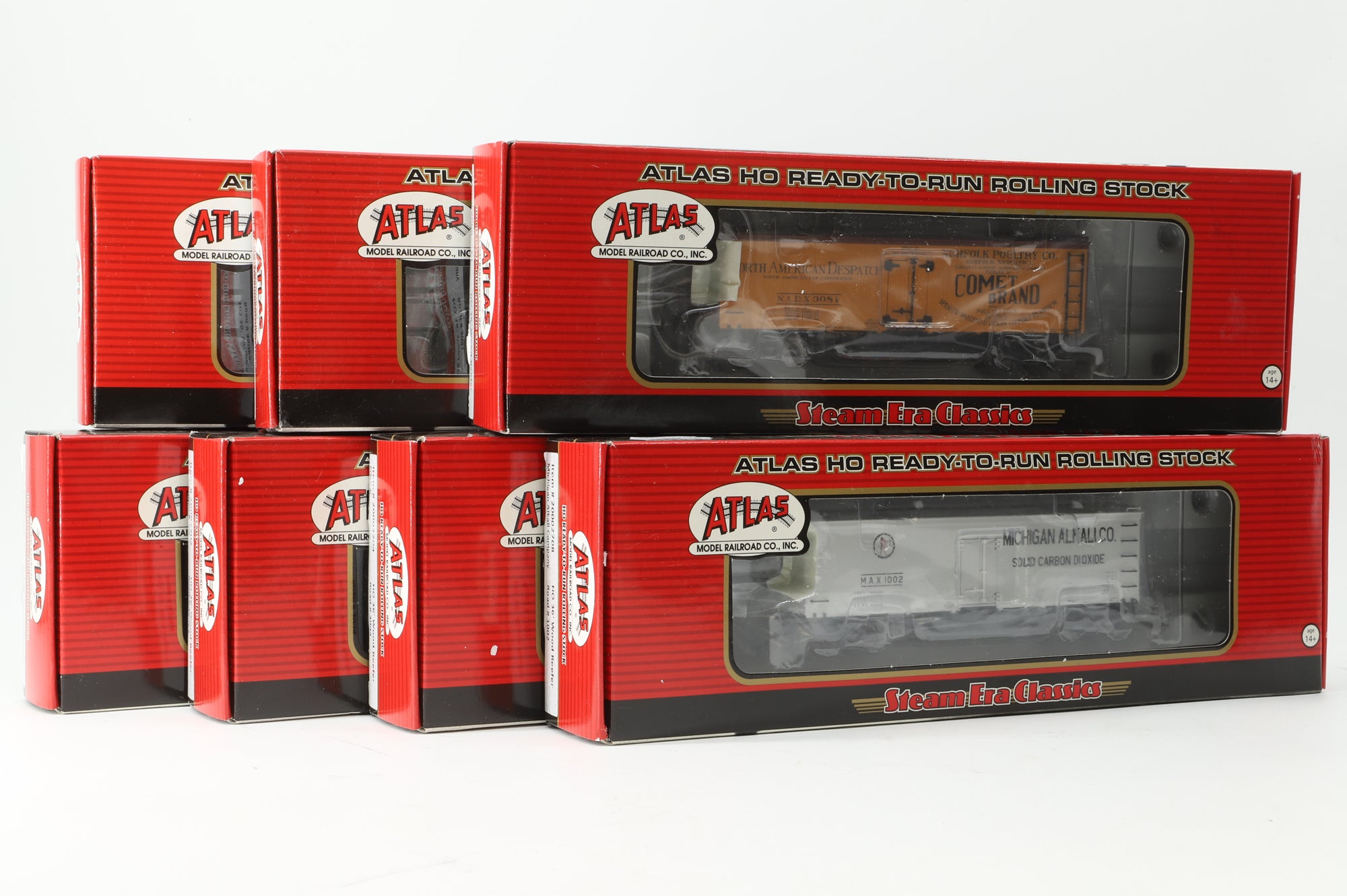 Atlas HO Rake Of 7 36' Wood Reefer Box Vans Inc. 20002708, 20002704, 20002702, 20002703, 20002710, 20002701 & 20002709
