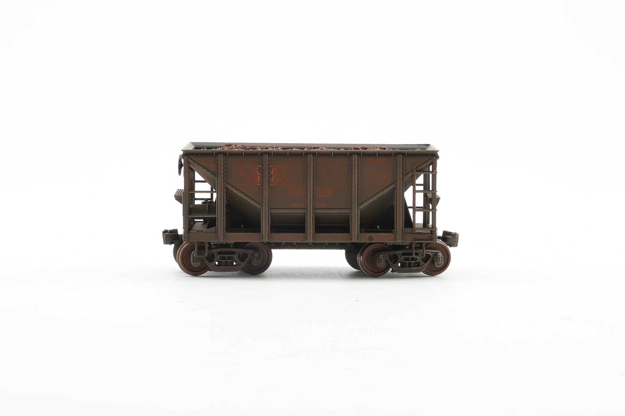 Walthers HO 932-40502 12-Pack of Michigan Ore Cars in GN/LS&I Brown - Pro-Customised/Weathered