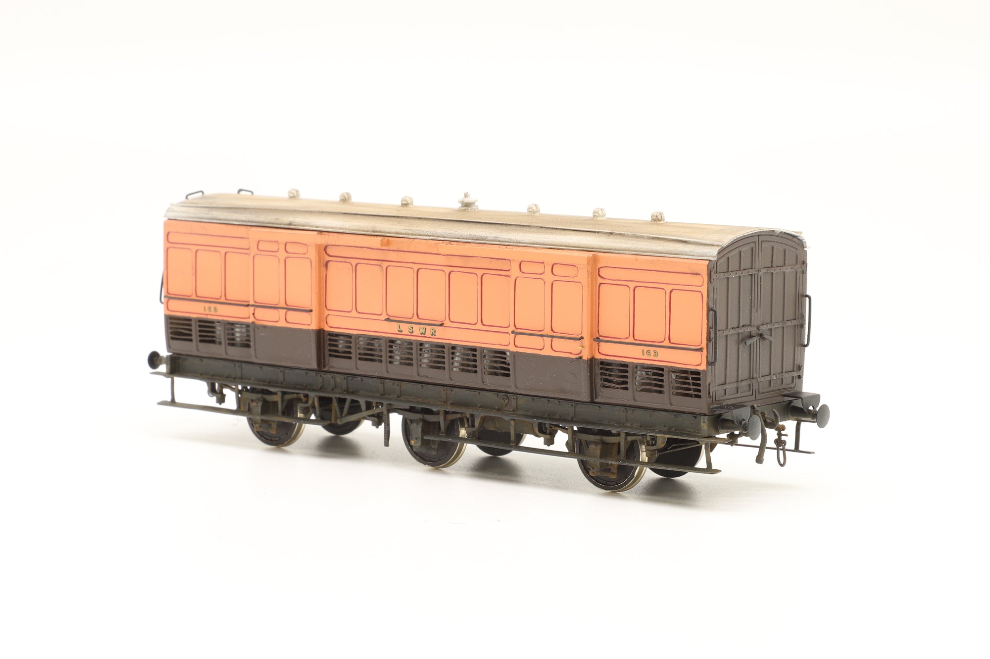 Kit Built P4 Rake of 4 LSWR Luggage Vans, Weathered
