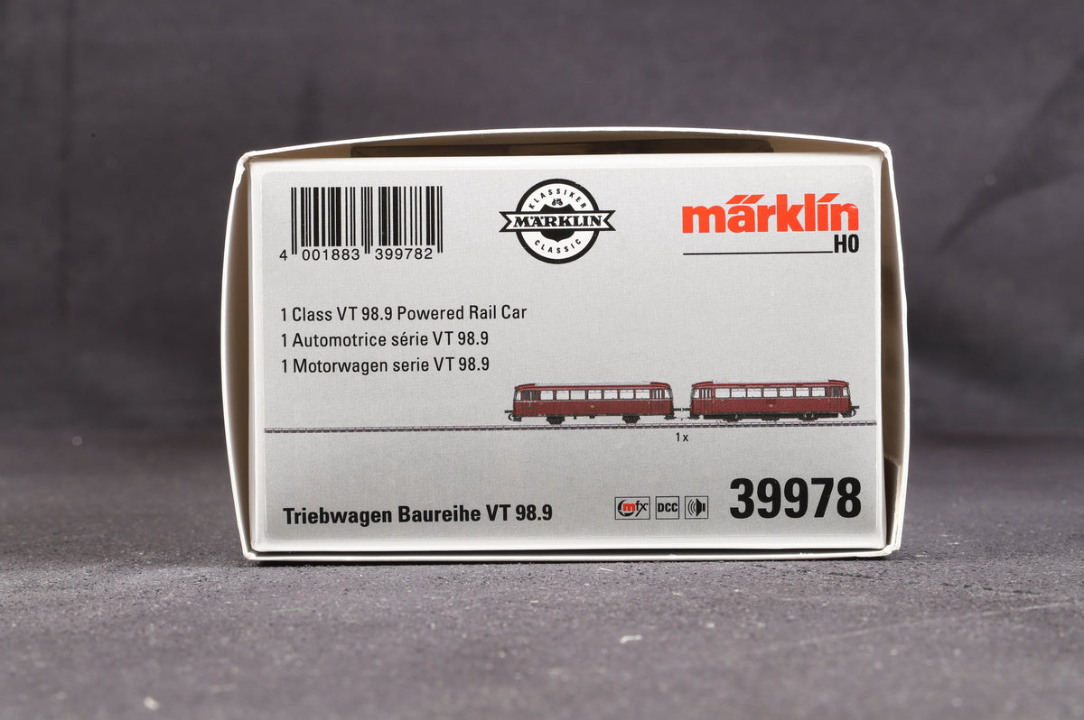 Marklin HO 39978 Class VT 98.9 Powered Rail Car, MFX Sound, 3-Rail