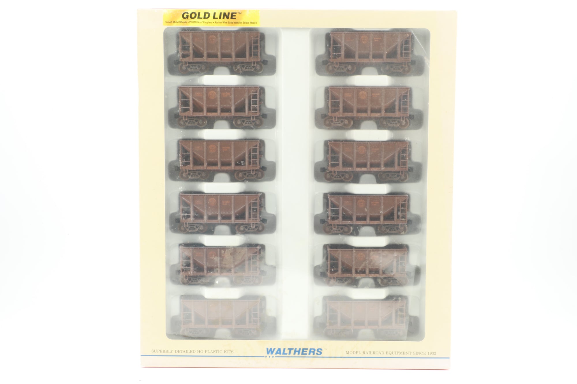 Walthers HO 932-40503 12-Pack of Michigan Ore Cars in GN/LS&I Brown - Pro-Customised/Weathered
