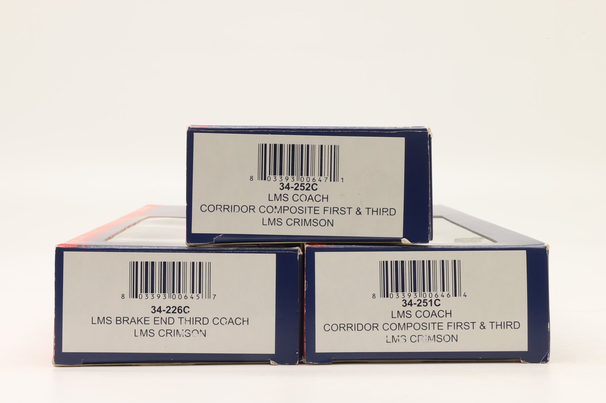 Bachmann OO Rake Of 3 LMS Crimson Lined Coaches Inc. 34-252C, 34-251C & 34-226C