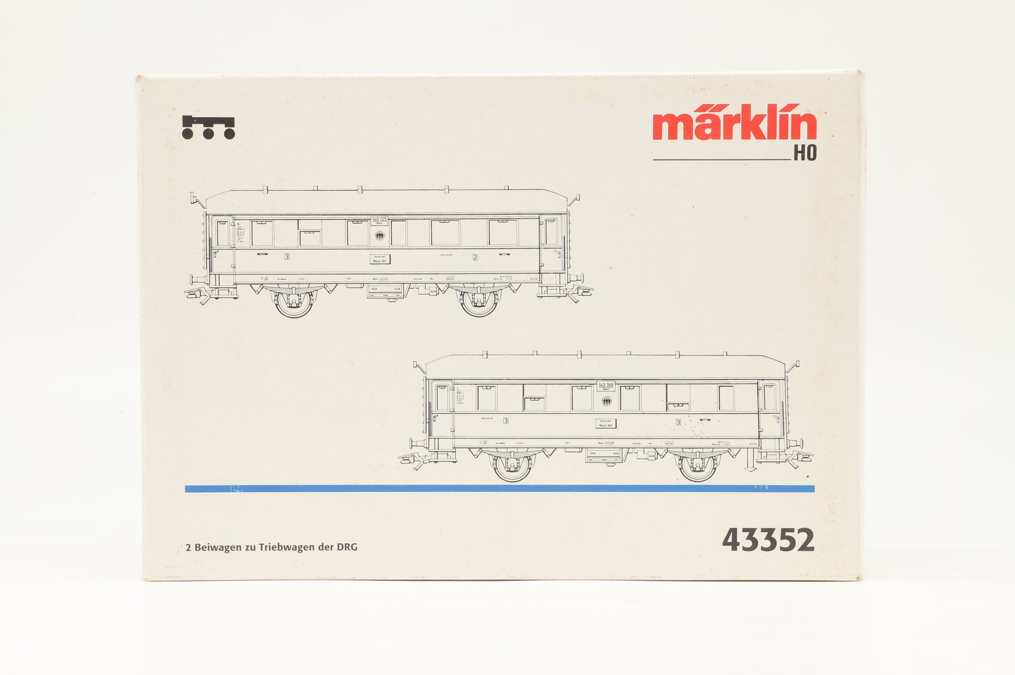 Marklin HO 43352 2 Trailer Cars For DRG Powered Railcar
