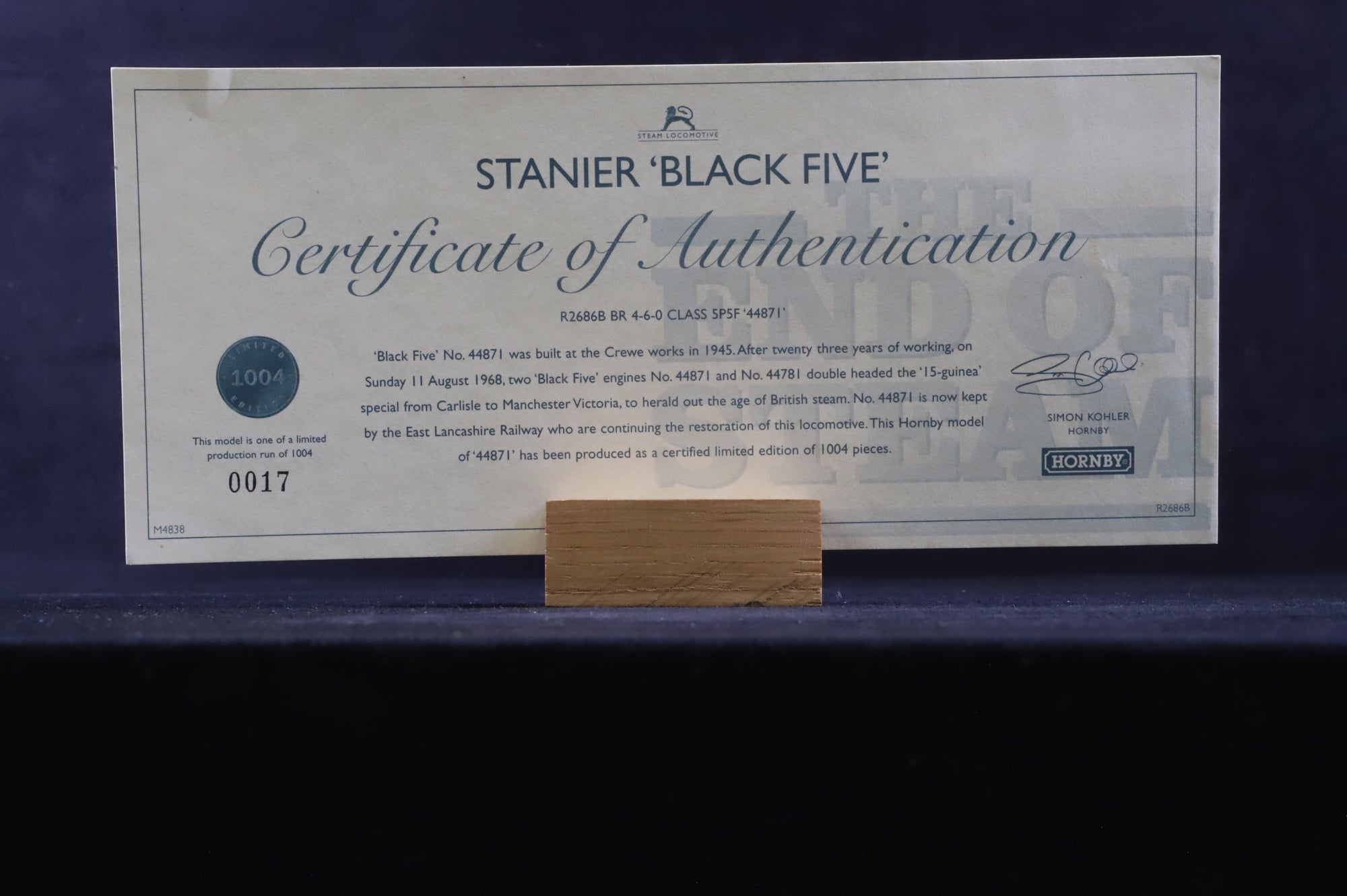 Hornby OO R2686B Class 5MT '44871' BR Black L/C Ltd Ed 17/ 1004 DCC Fitted