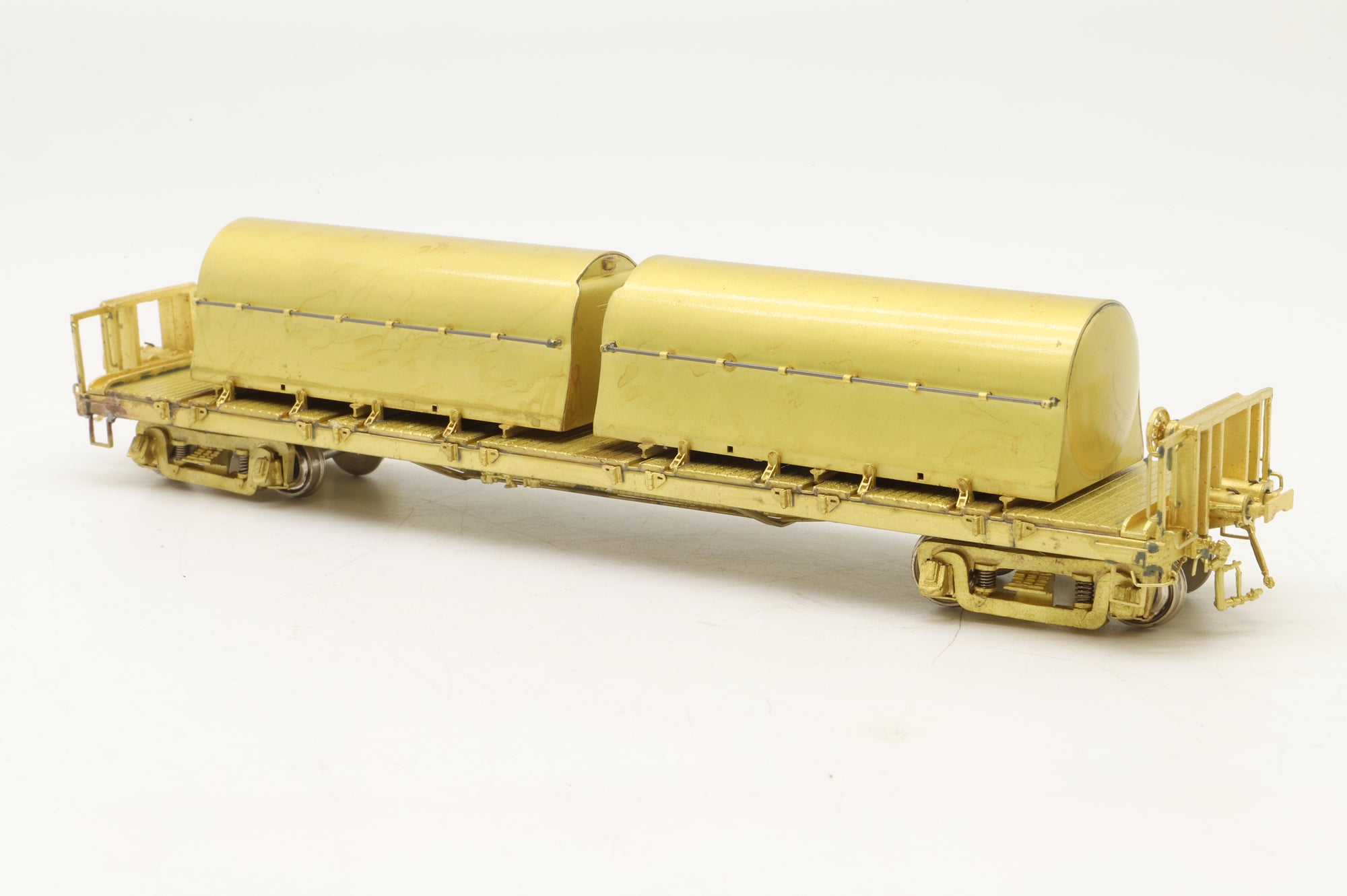 Overland Models/MS Models HO Brass OMI-3158 National Car-Flat Car w/2 Milk Containers, Plain Brass