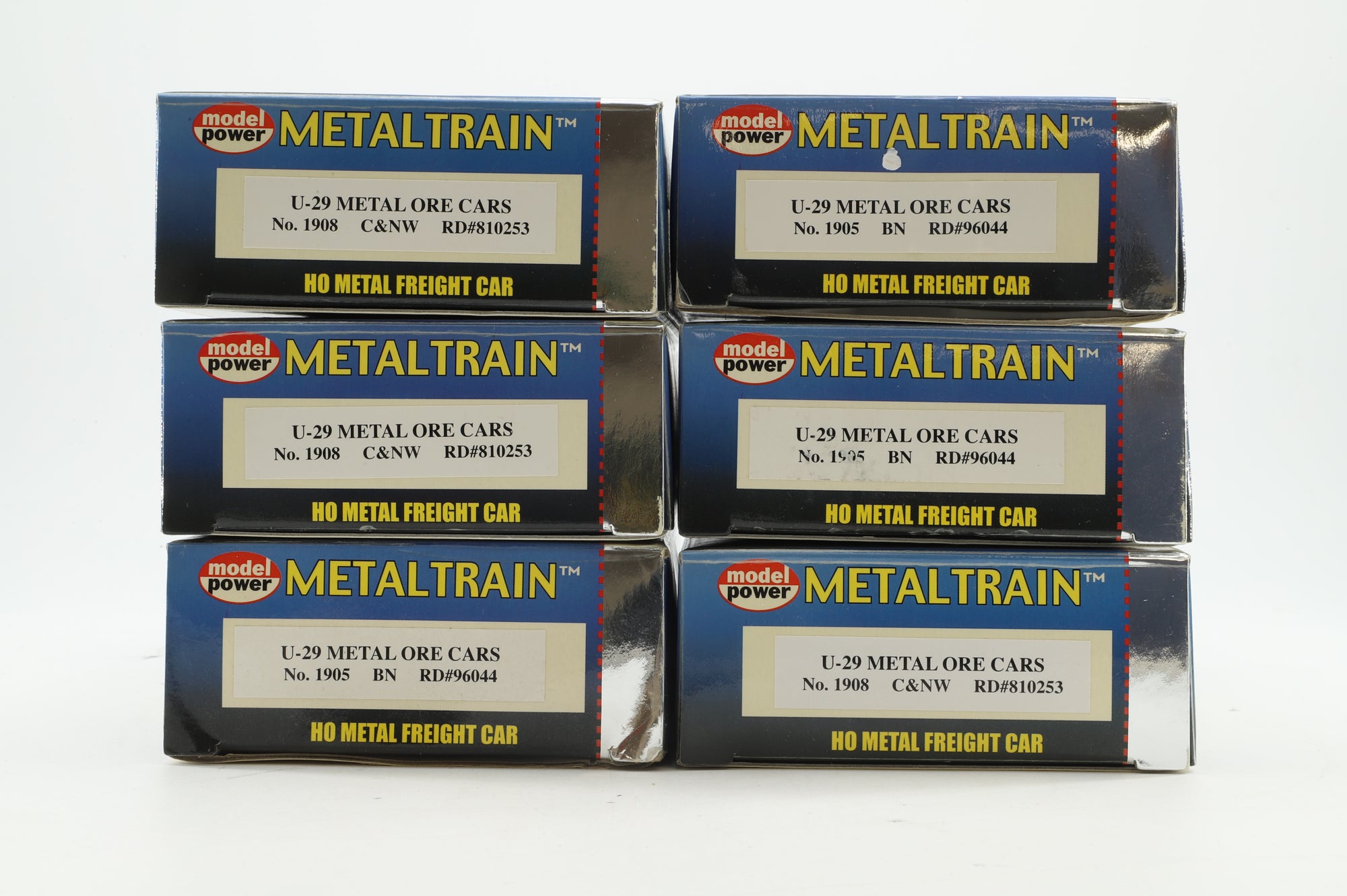 of 6 U-29 Metal Ore Cars in Duluth, Missabe, & Iron Range Brown w/ Loads - Pro-Weathered