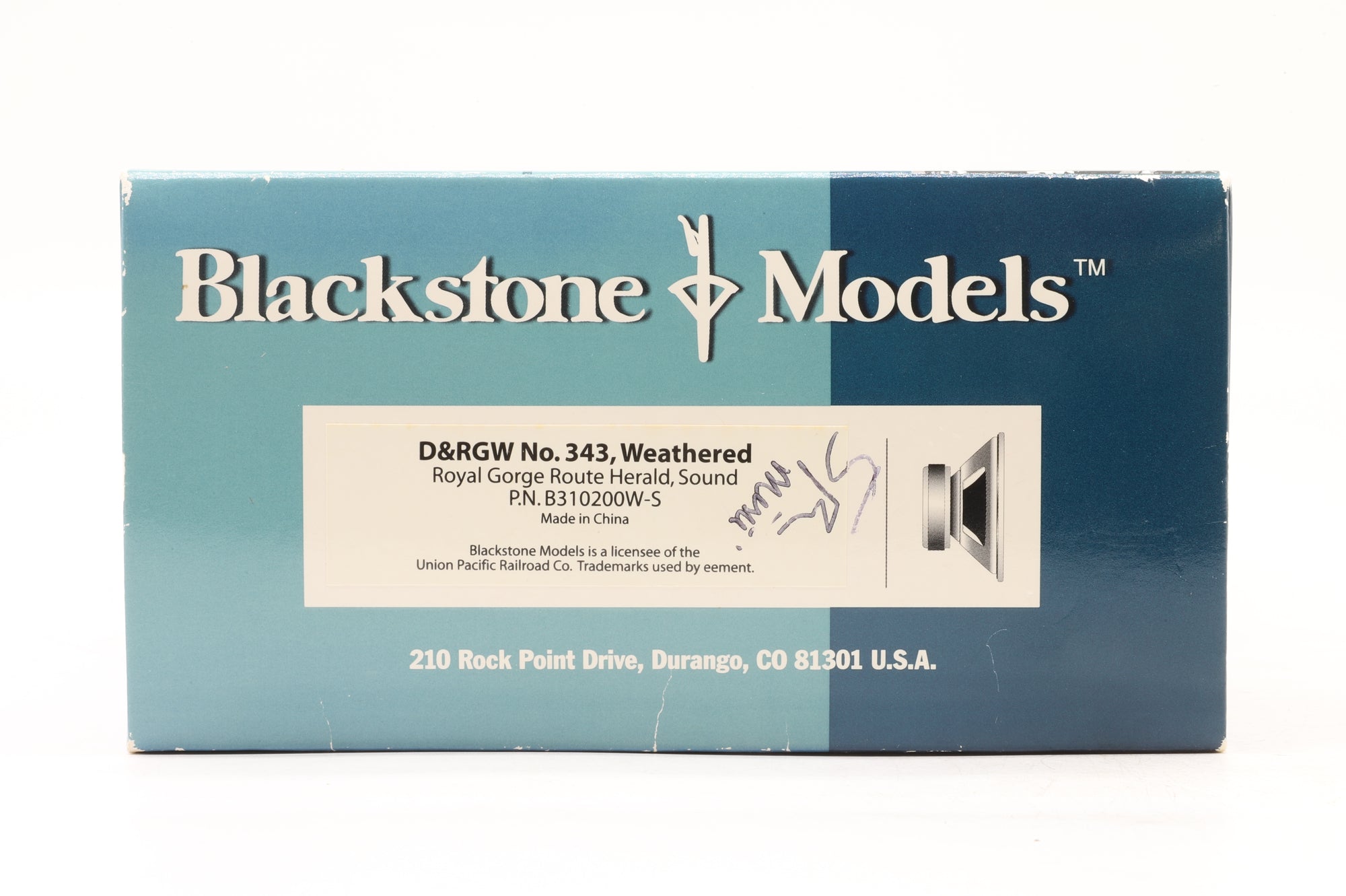 Blackstone HOn3 B310200W-S Class C-19 No. 343 in D&RGW Black – DCC Sound & Weathered