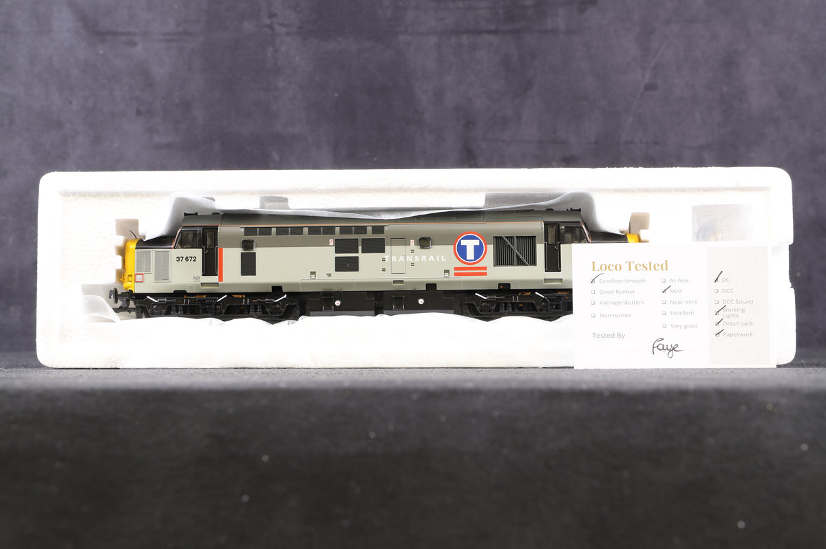 Bachmann OO 32-375DC Class 37/6 &#39;37672&#39; Diesel Transrail, DCC Removed