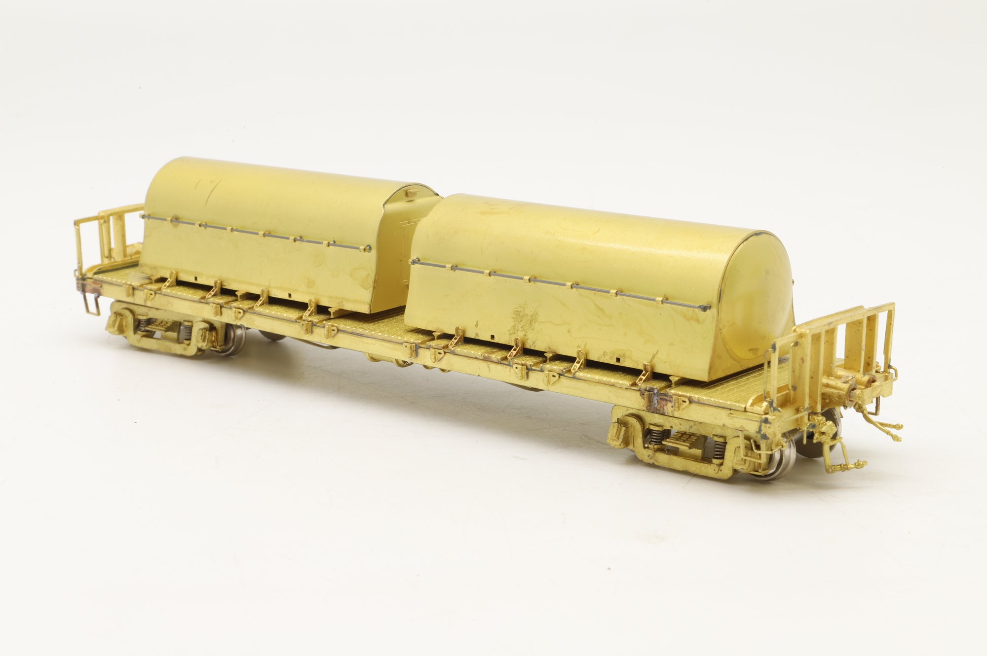 Overland Models/MS Models HO Brass OMI-3158 National Car-Flat Car w/2 Milk Containers, Plain Brass