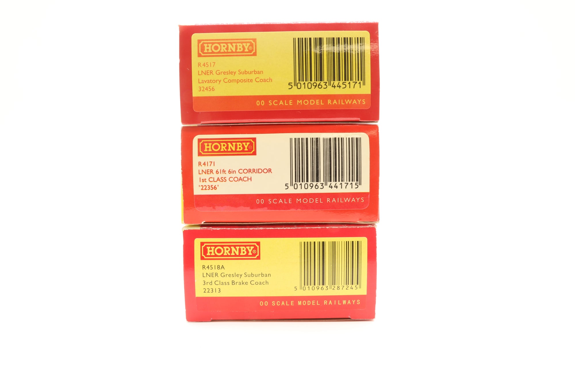 Hornby OO Rake of 3 LNER Gresley Suburban Coaches Teak Inc R4517, R4171 & R4518a
