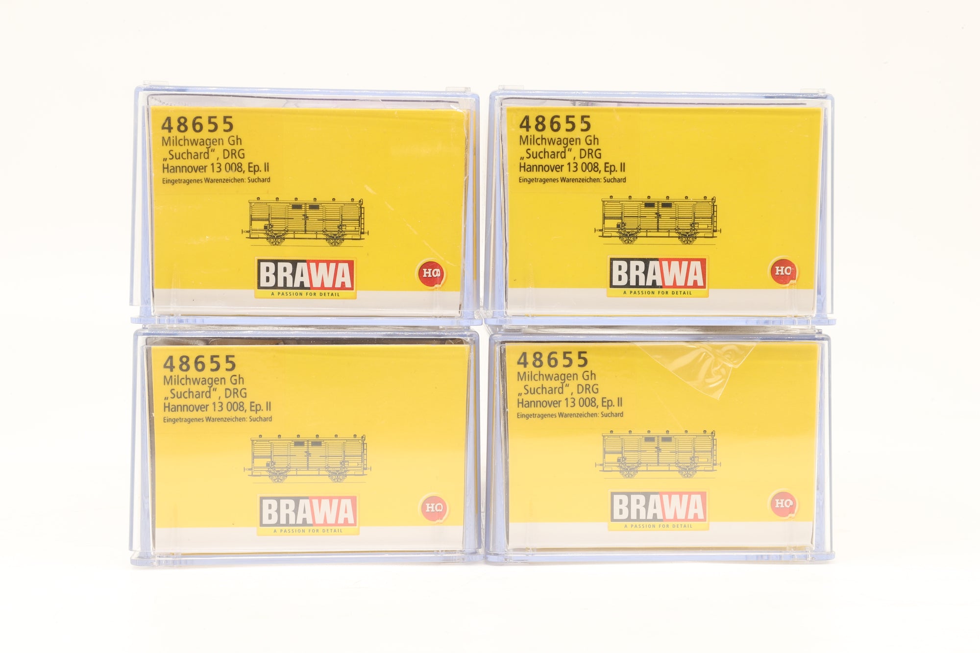 Brawa HO 48655 Rake Of 4 Box Vans DRG