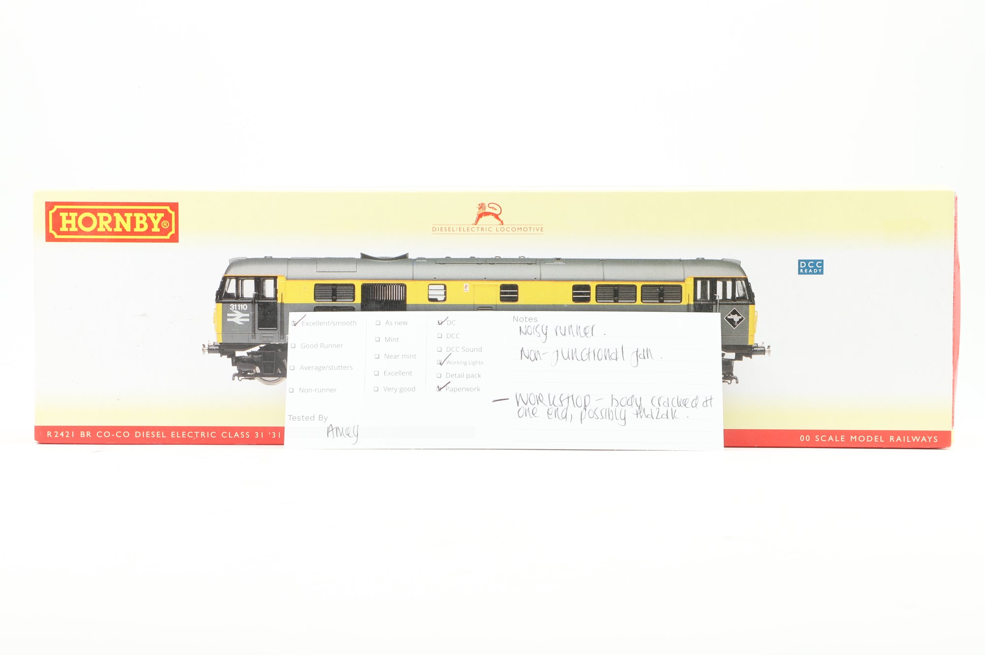 WORKSHOP Hornby OO R2421 Class 31 31110 in BR Engineers 'Dutch' Livery