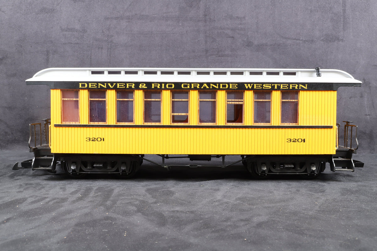 LGB G Rake of 5 D&amp;RGW Coaches, Inc. 3084, 30810, 38610 &amp; 2 x 30805
