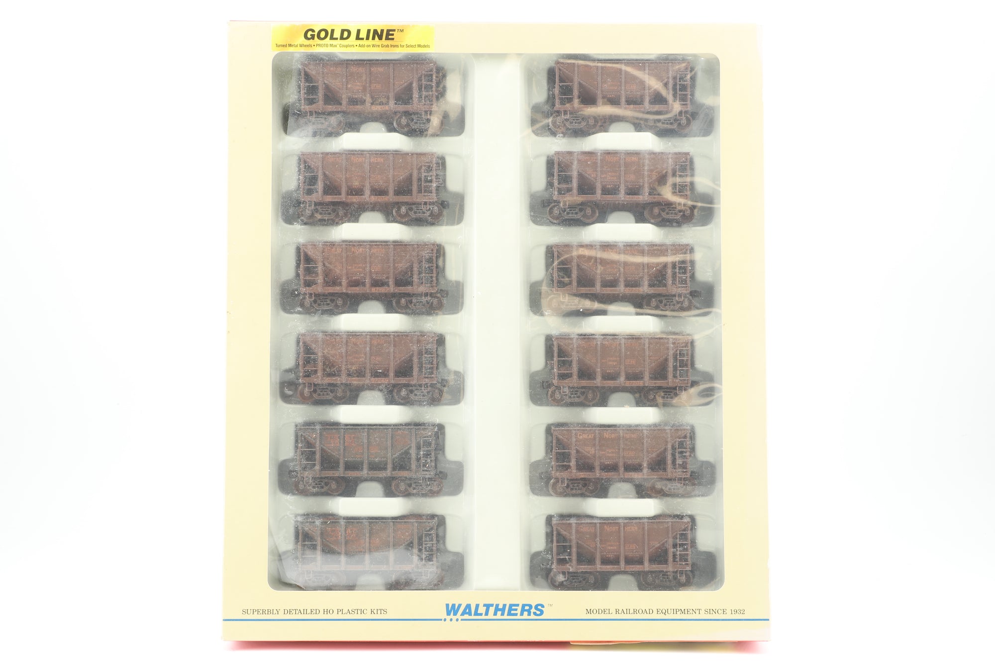 Walthers HO 932-40503 12-Pack of Michigan Ore Cars in GN/LS&I Brown - Pro-Customised/Weathered