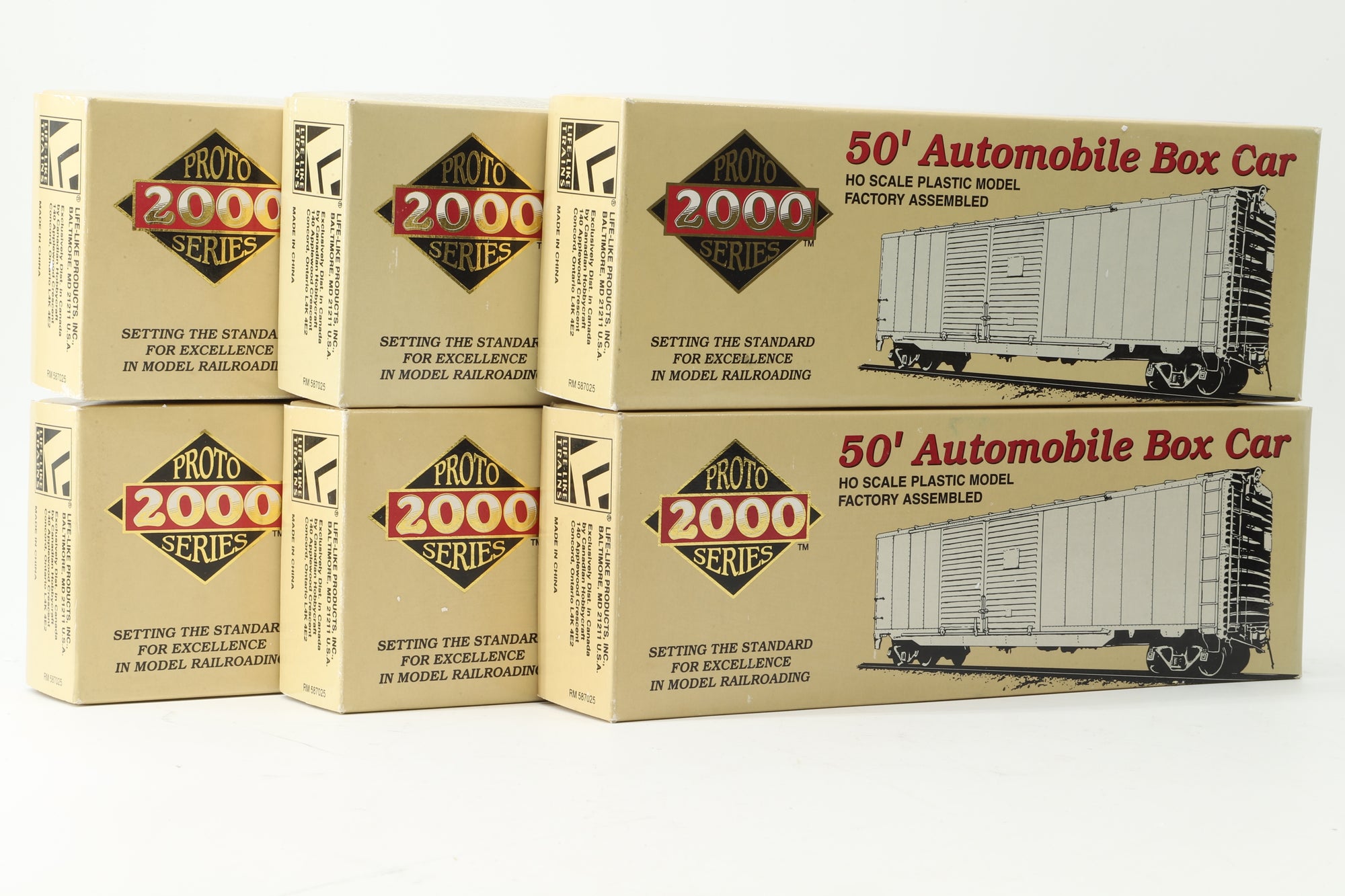 Proto 2000 Series HO Rake Of 6 50' Automobile Box Cars Inc. 161446, 161290, 161365, 161398, 161317 & 161244