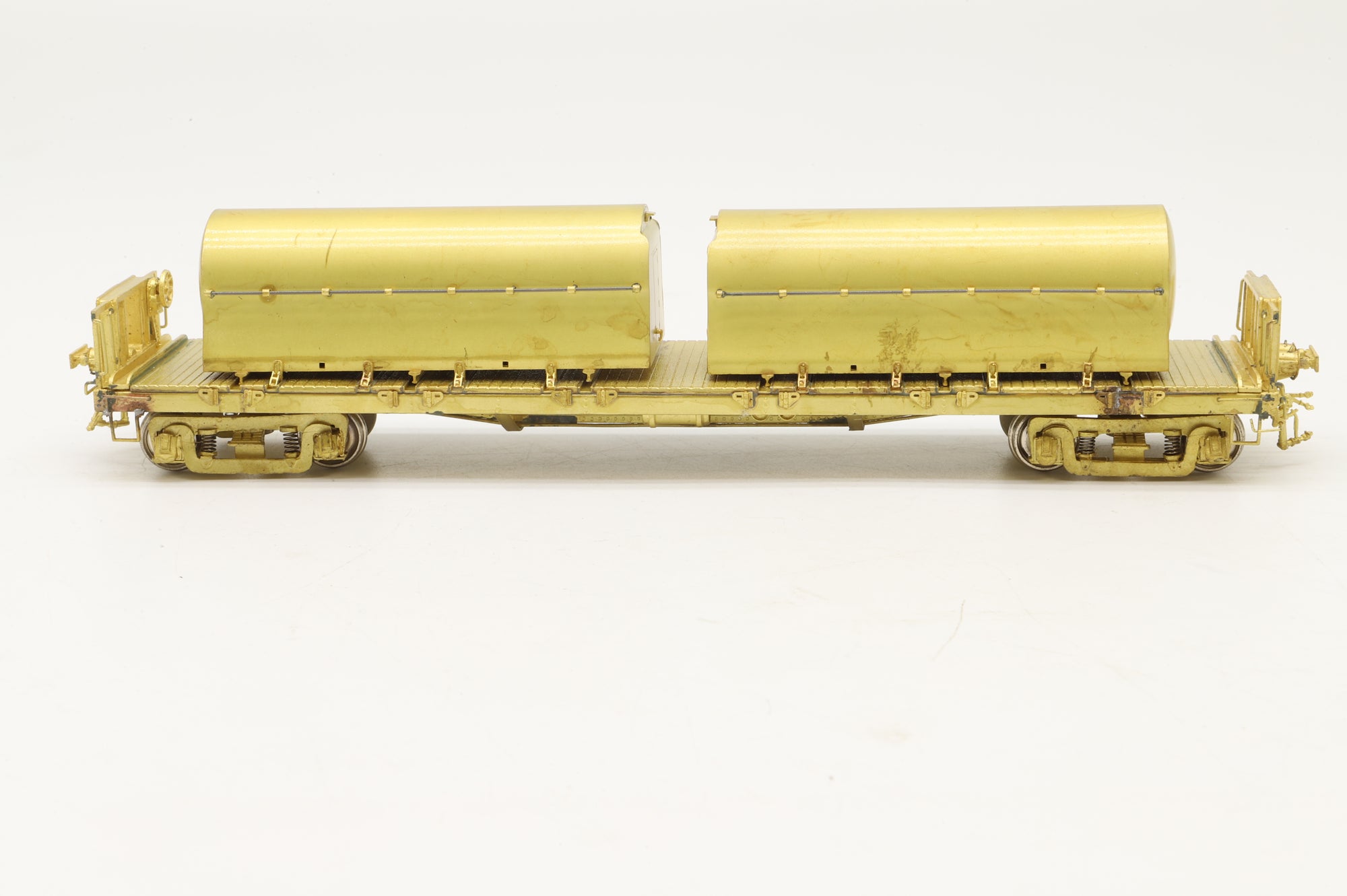 Overland Models/MS Models HO Brass OMI-3158 National Car-Flat Car w/2 Milk Containers, Plain Brass