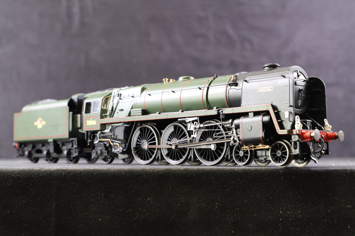 Hornby OO R3643 Britannia Class &#39;Anzac&#39; &#39;70046&#39; BR Lined Green, L/C, DCC Fitted