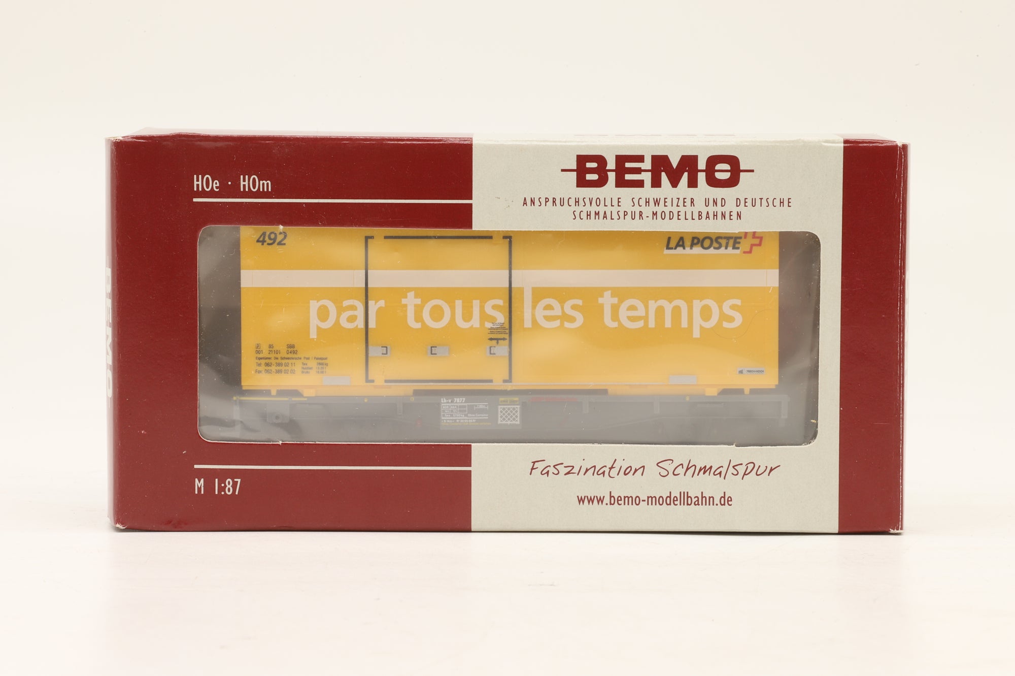 BEMO HOm Rake of 3x La Poste/RhB Container Wagons