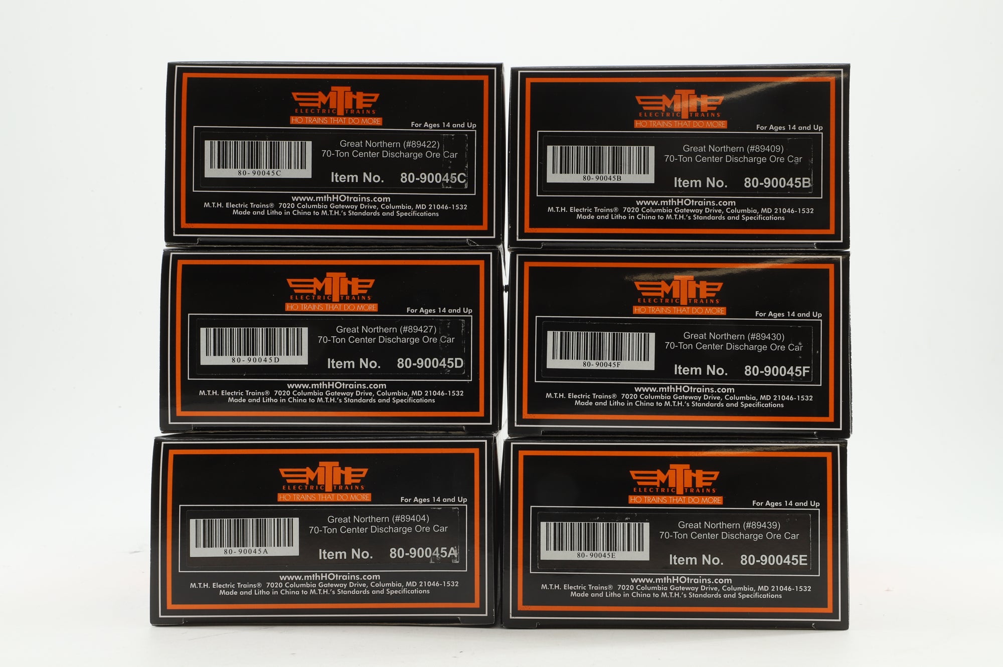 MTH HO 80-90045 Great Northern 70T Centre Discharge Ore Car, 6-Car Set