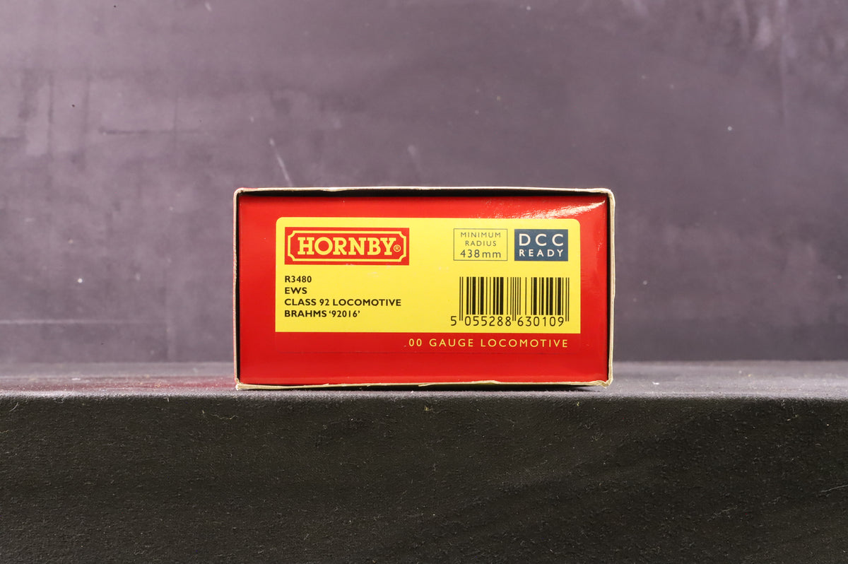 Hornby OO R3480 Class 92 92016 &#39;Brahms&#39; in EWS (Rebranded BR Railfreight Grey) Livery