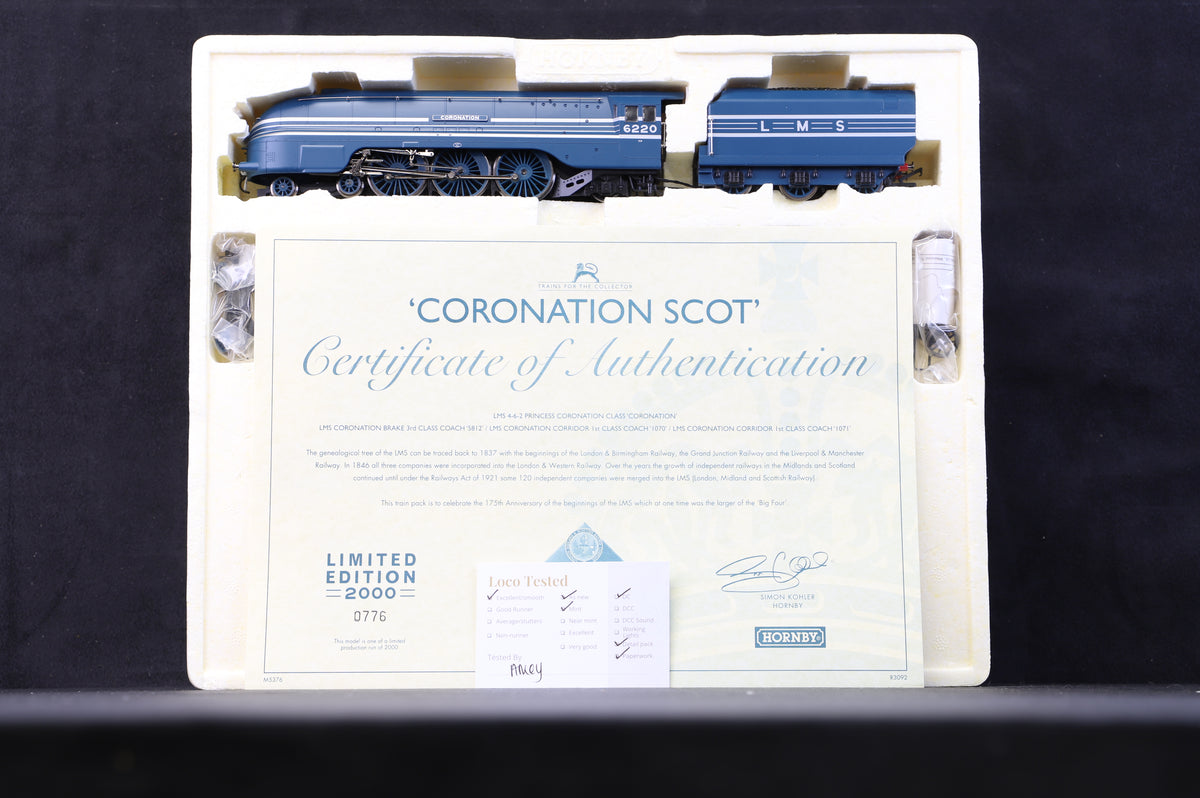 Hornby OO R3092 &#39;Coronation Scot&#39; Train Pack, Ltd Ed 776/2000
