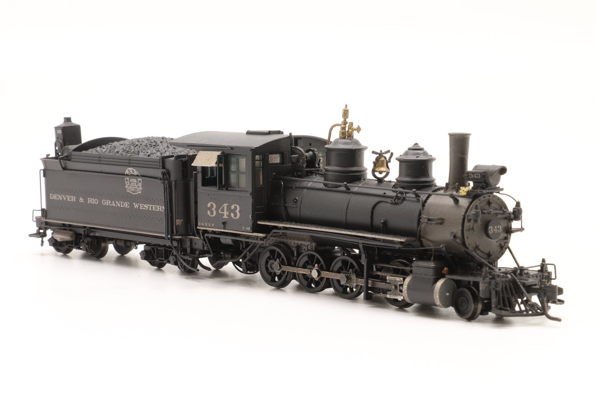 Blackstone HOn3 B310200W-S Class C-19 No. 343 in D&RGW Black – DCC Sound & Weathered