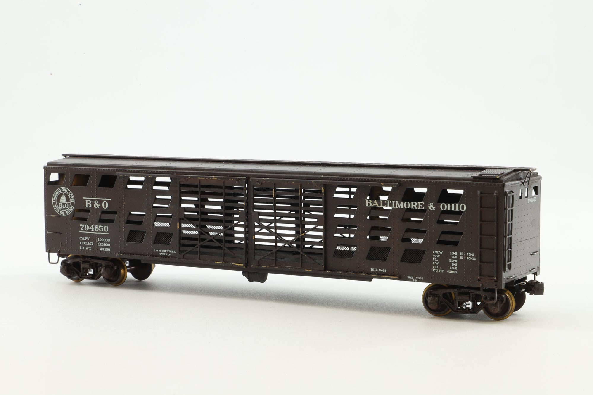 Key Imports/Samhongsa HO Brass B&O Class S-2 Pig & Sheep Stock Car, Factory Painted