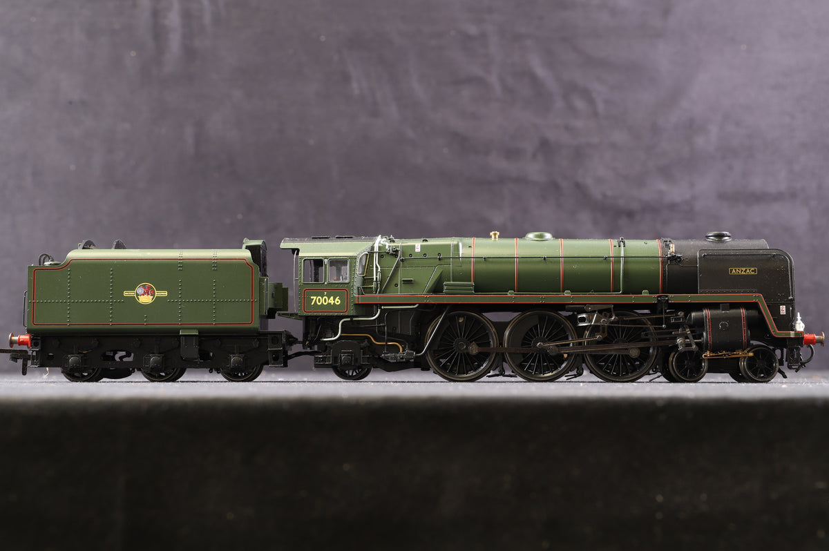 Hornby OO R3643 Britannia Class &#39;Anzac&#39; &#39;70046&#39; BR Lined Green, L/C, DCC Fitted