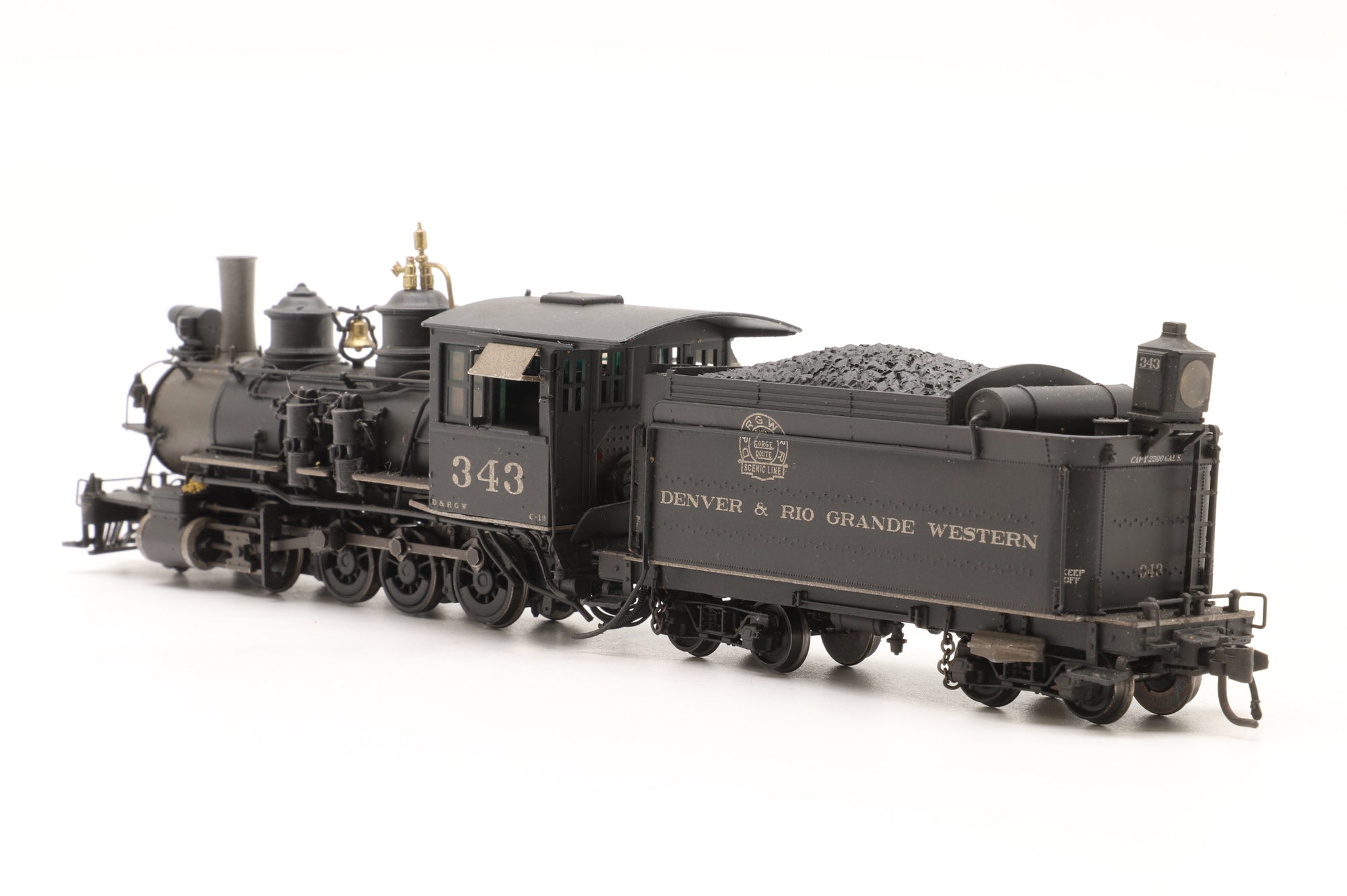 Blackstone HOn3 B310200W-S Class C-19 No. 343 in D&RGW Black – DCC Sound & Weathered