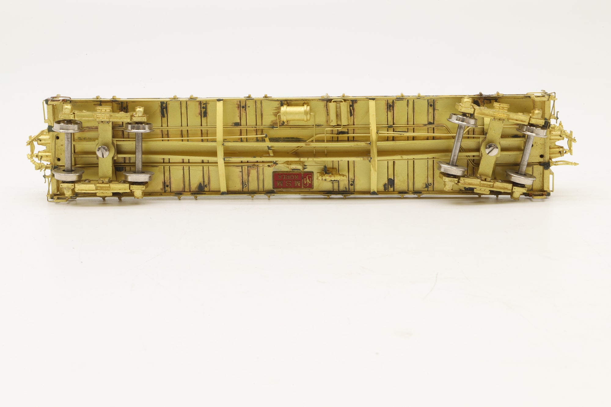 Overland Models/MS Models HO Brass OMI-3158 National Car-Flat Car w/2 Milk Containers, Plain Brass