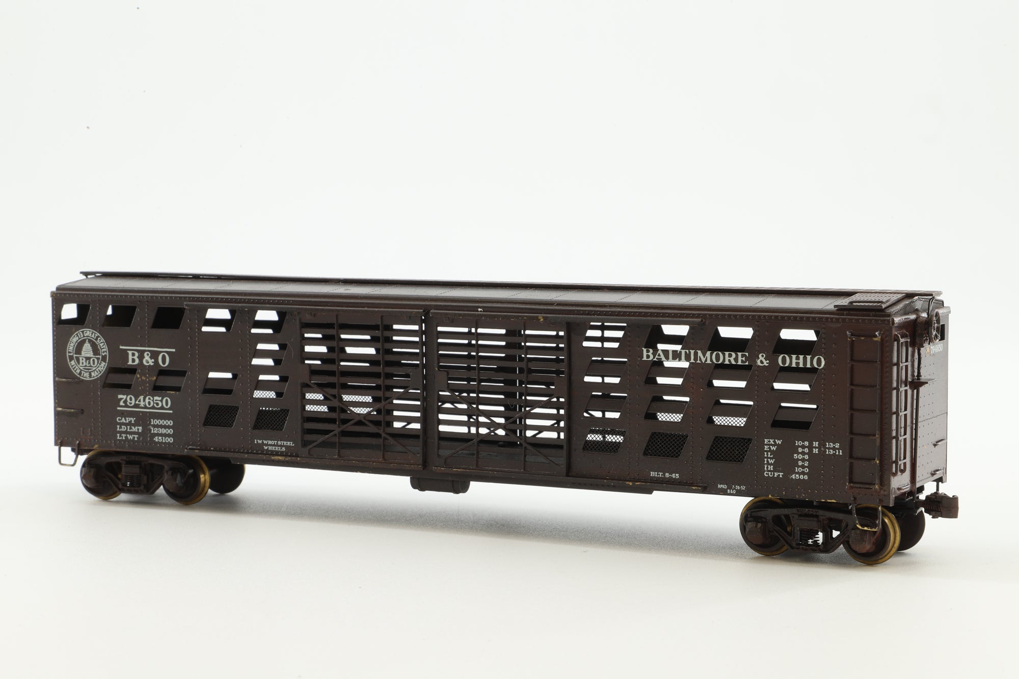 Key Imports/Samhongsa HO Brass B&O Class S-2 Pig & Sheep Stock Car, Factory Painted