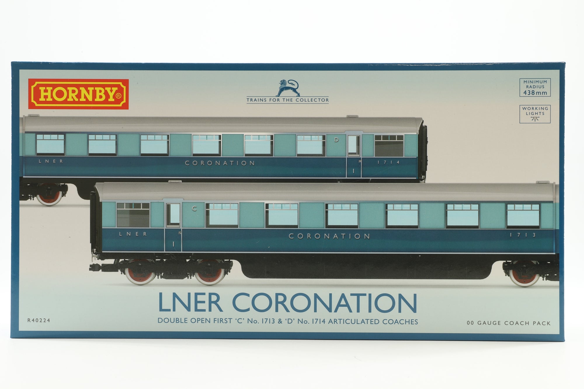 Hornby OO R40224 LNER Coronation Double Open First Articulated Coach Pack