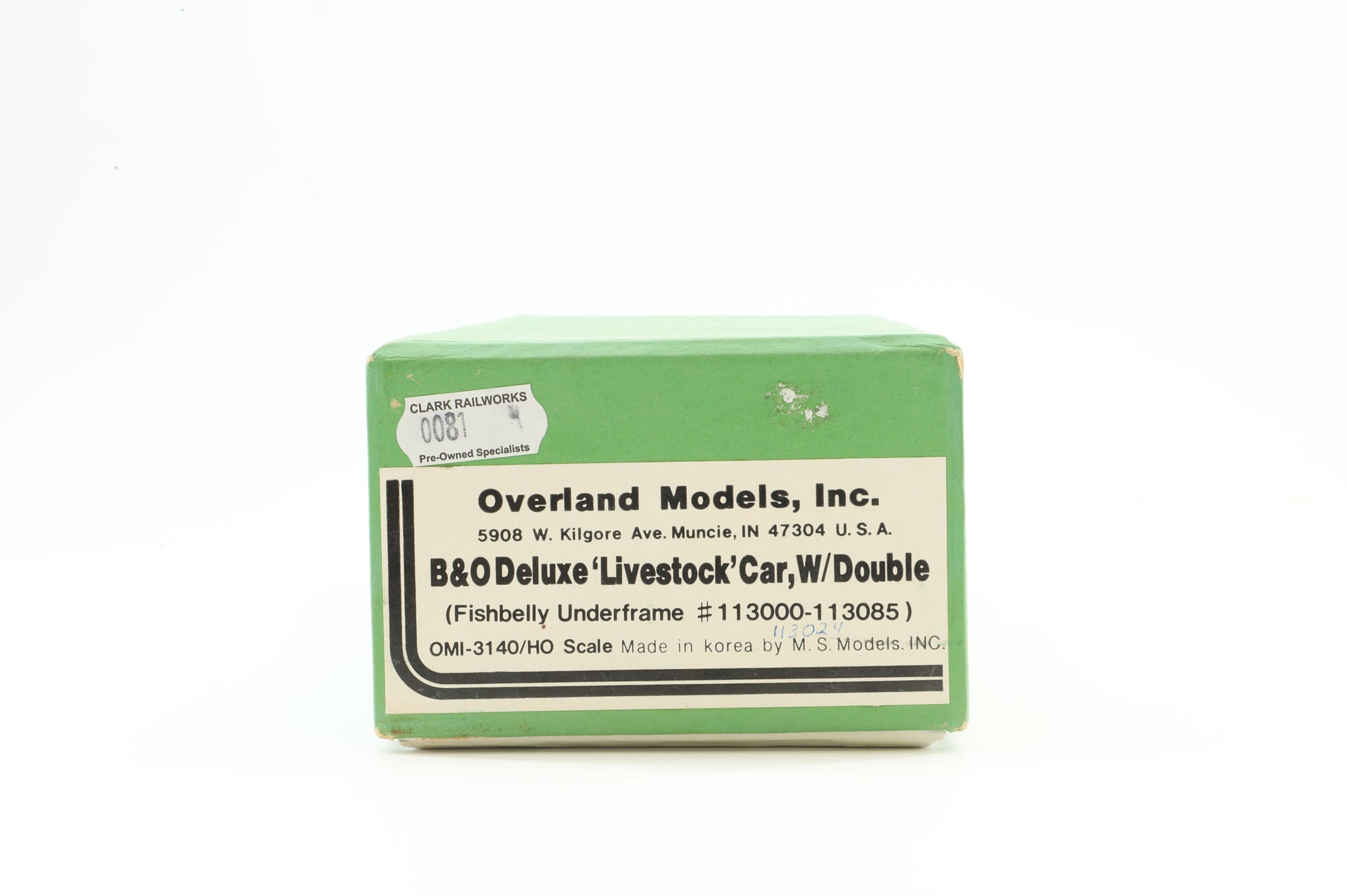 Overland Models HO Brass OMI-3056 Stock Car B&O Class S-1 DeLuxe Cattle '113024'