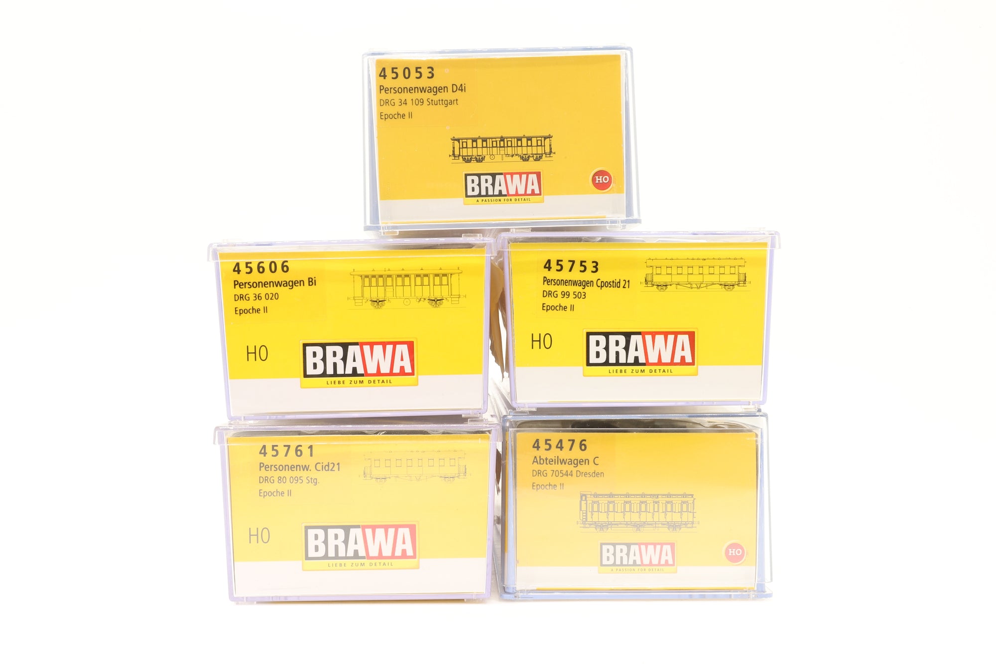 Brawa HO Rake Of 5 DRG Green Coaches Inc. 45606, 45753, 45761, 45053 & 45476