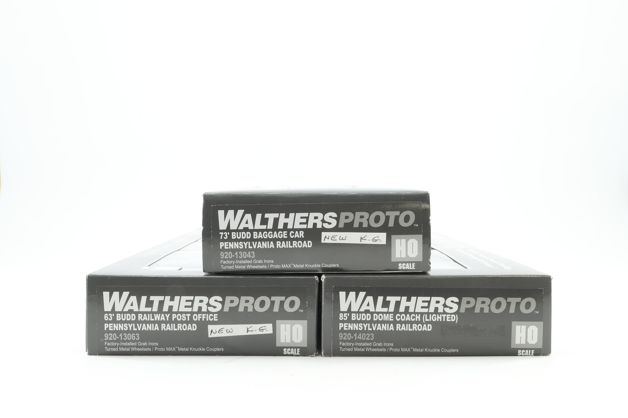 Walthers Proto HO Rake of 3 Budd Pennsylvannia Railroad Coaches, Inc. 920-13043, 13063 & 14023