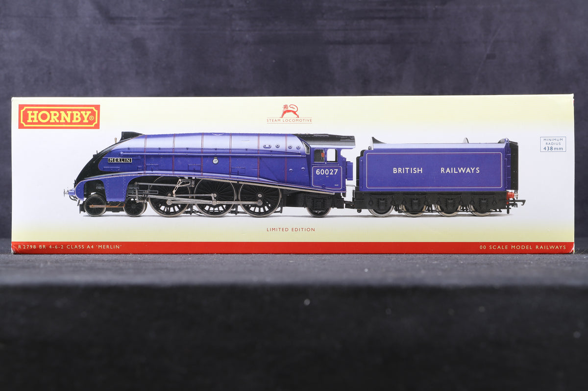 Hornby OO R2798 4-6-2 Class A4 &#39;60027&#39; &#39;Merlin&#39; BR Experimental Purple Ltd Ed 967/ 1000, DCC Fitted