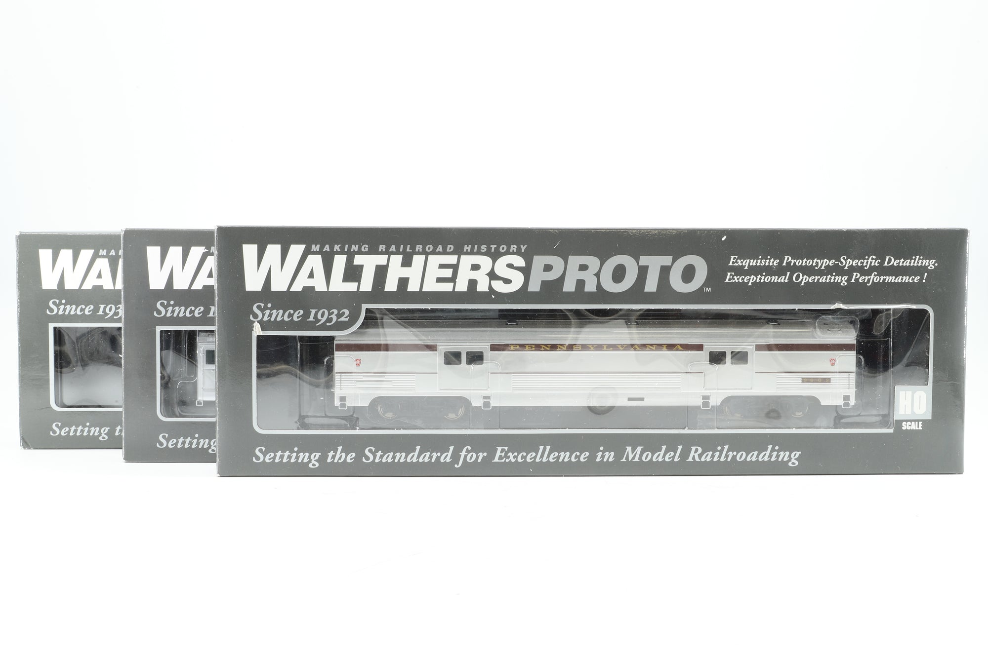 Walthers Proto HO Rake of 3 Budd Pennsylvannia Railroad Coaches, Inc. 920-13043, 13063 & 14023