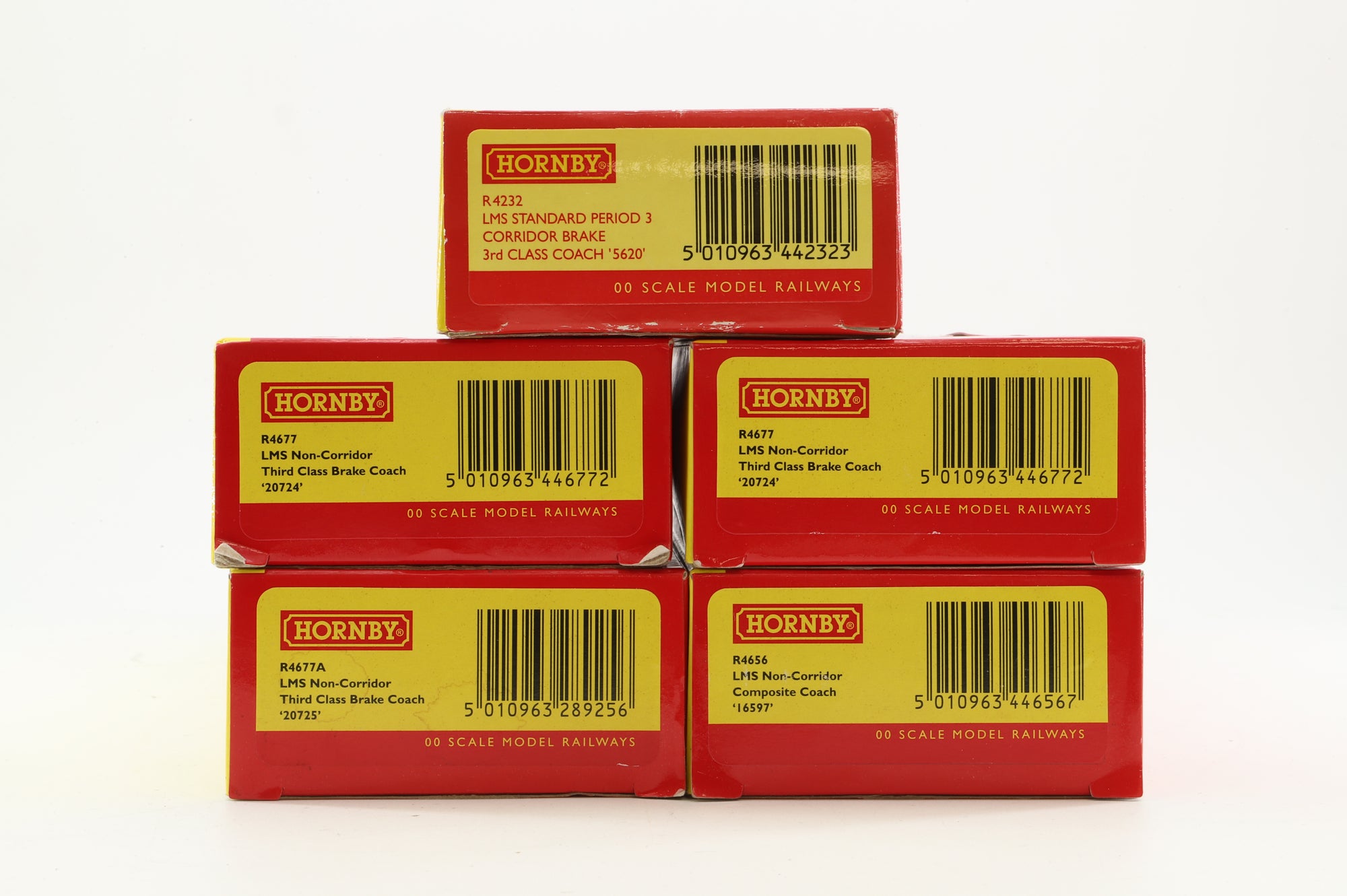 Hornby OO Rake of 5 Stanier Coachers in LMS Maroon