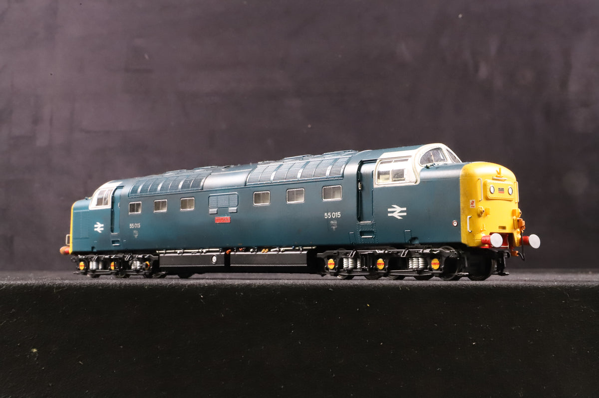 Accurascale OO ACC2165 BR EE Type 5 Class 55 Deltic &#39;55015&#39; &#39;Tulyar&#39; BR Blue White Cabs Weathered DCC Sound