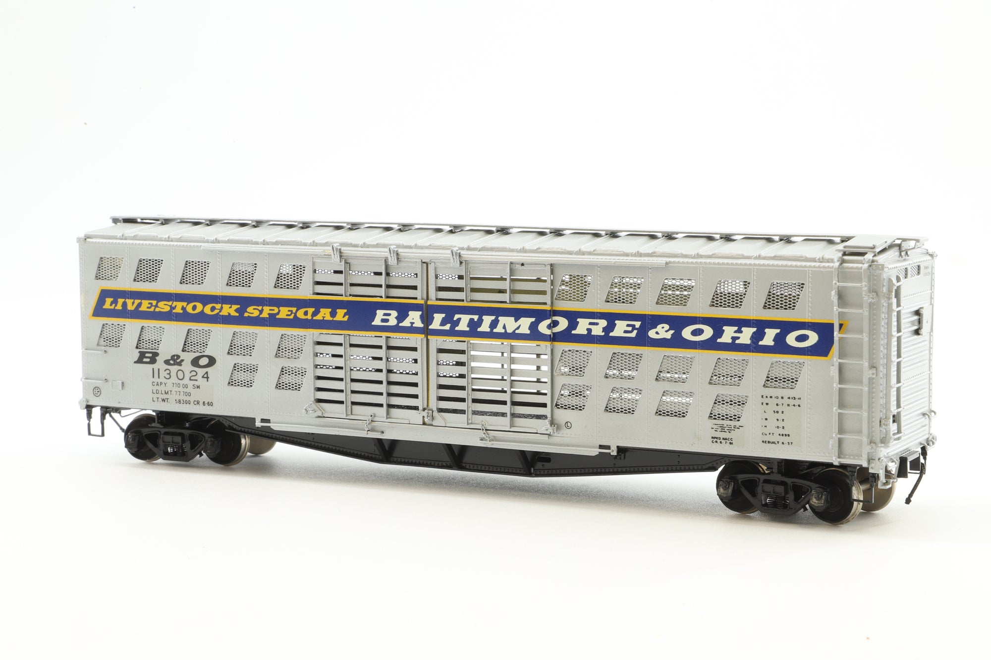 Overland Models HO Brass OMI-3056 Stock Car B&O Class S-1 DeLuxe Cattle '113024'