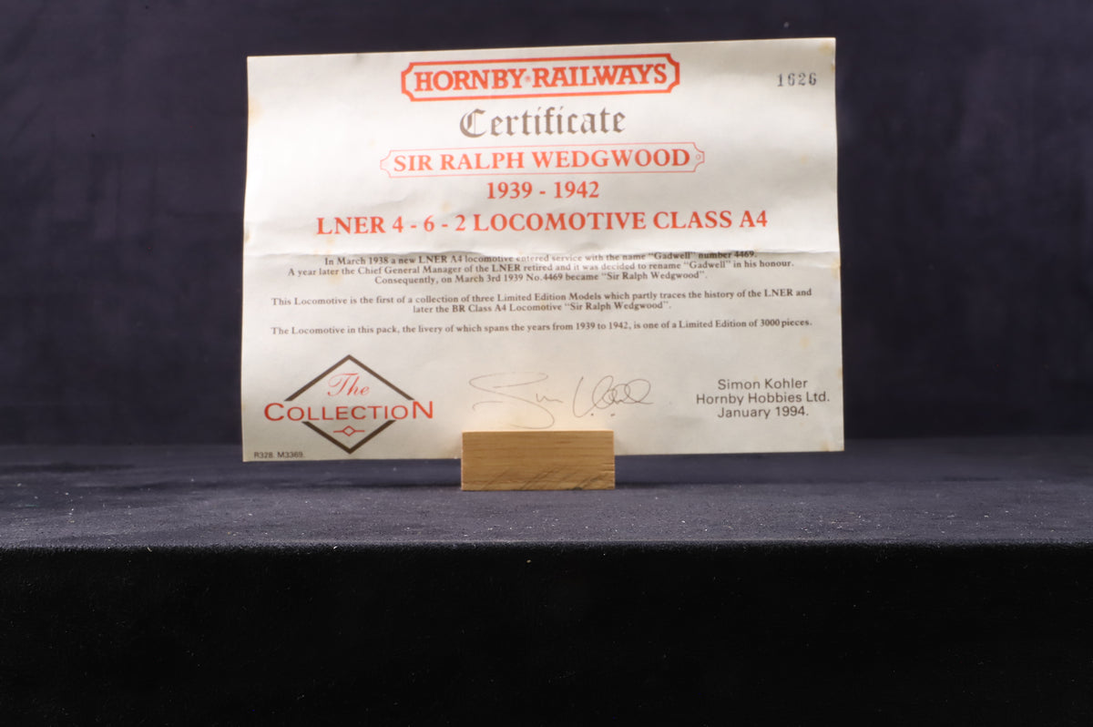 Hornby OO R328 Class A4 &#39;Sir Ralph Wedgwood&#39; &#39;4469&#39; LNER Garter Blue Ltd Ed 1626/ 3000