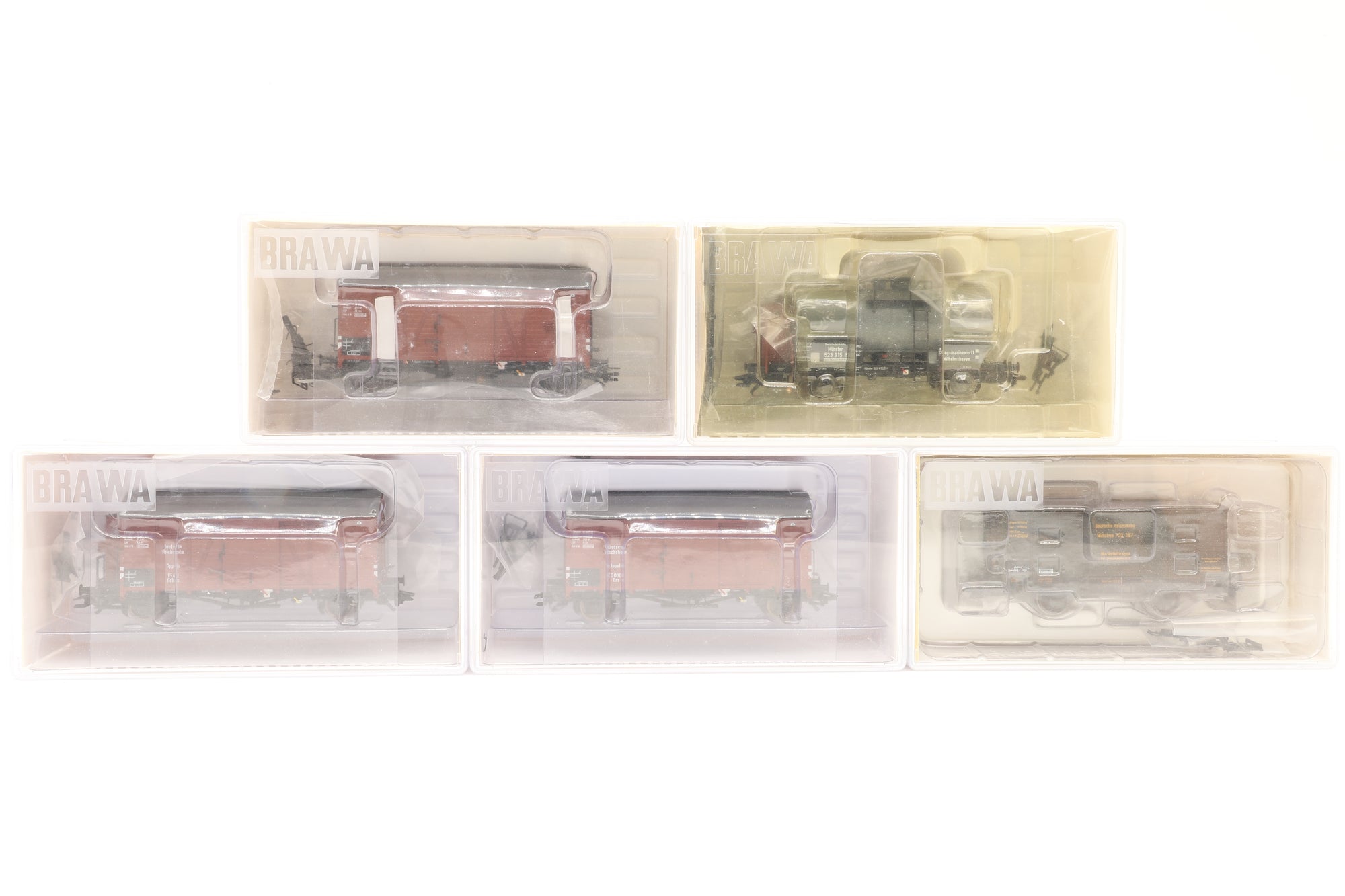 Brawa HO Rake Of 5 Assorted DRG Wagons Inc. 48024, 48840, 47947, 47957 & 48825