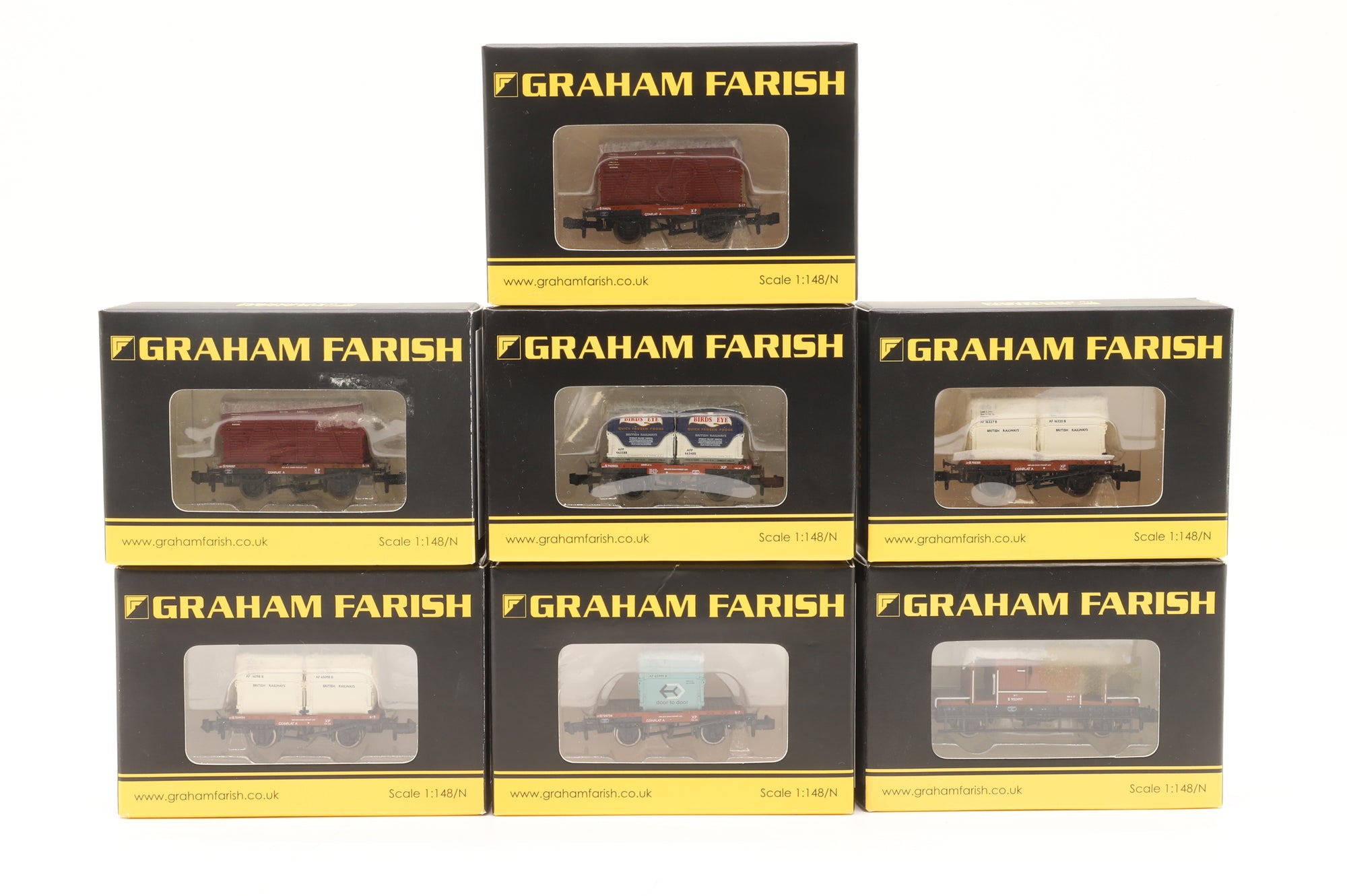 Graham Farish N Rake of 6 Conflats & 20T Brake Van
