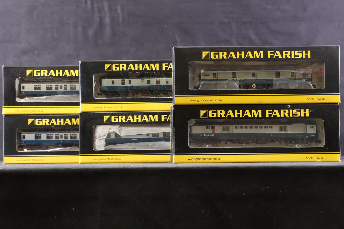 Graham Farish N Rake Of 10 Mk1 Blue &amp; Grey Coaches