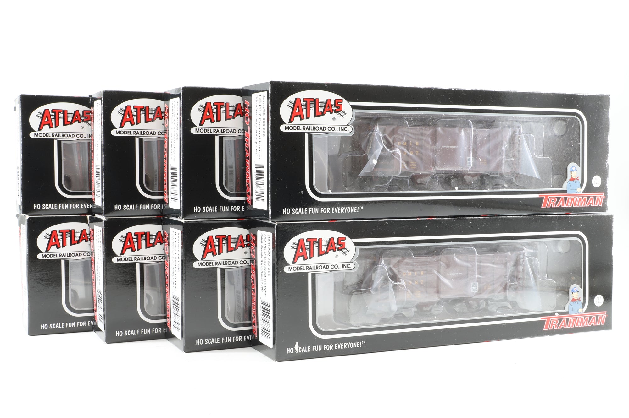 Atlas HO Rake Of 8 PS-2 Duluth Missabe & Iron Range Covered Hopper Wagons Inc. 20003206 x4 & 20003205 x4