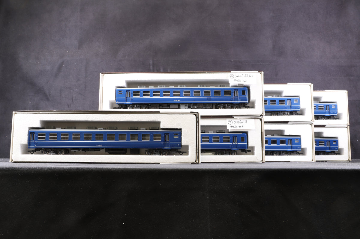 Kato HO Rake Of 7 &#39;Oha 12&#39; Coaches Blue, Inc. 4 x 1-501, 2 x 1-501 &amp; 1 x 1-503