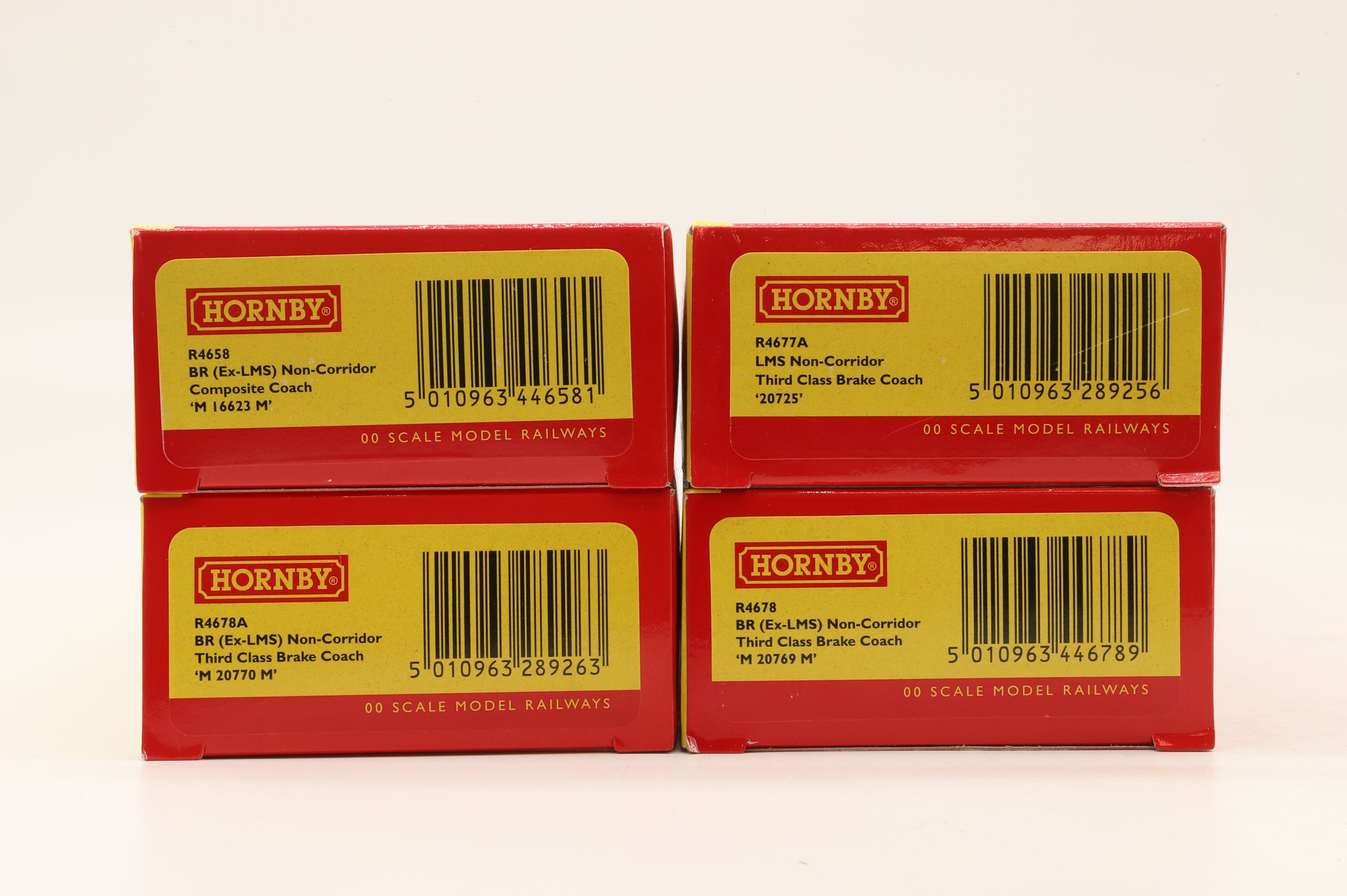 Hornby OO Rake Of 4 LMS & Ex-LMS Non- Corridor Coaches Inc. R4678A, RR4677A, R4678 & R4658