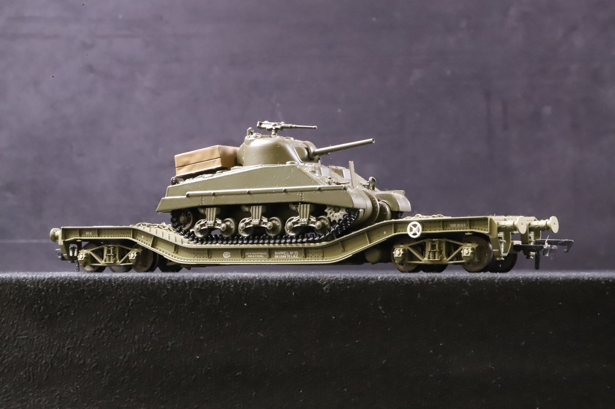 Oxford Rail OO OR76WW006C KWA Warwell No.35 w/ Sherman Tank No.95537