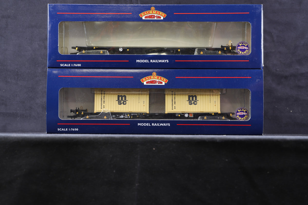 Bachmann OO 37-312 Pair of 2 Intermodal Bogie Wagons With 2 20ft ISO Containers MSC