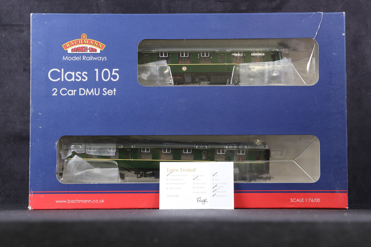 Bachmann OO 31-326 Class 105 2 Car DMU BR Green With Speed Whiskers